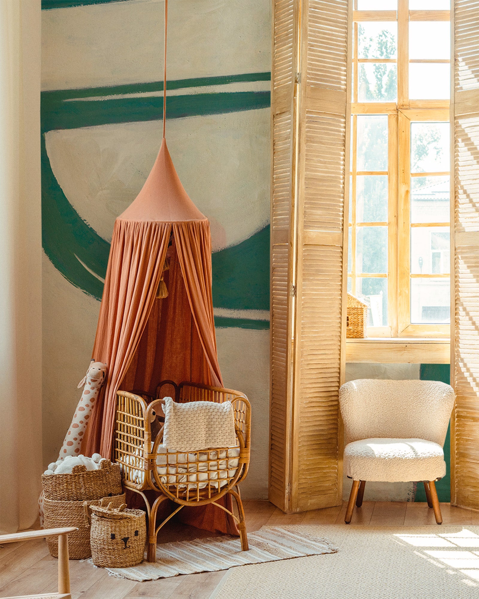 Abstract Geometry Emerald Mural