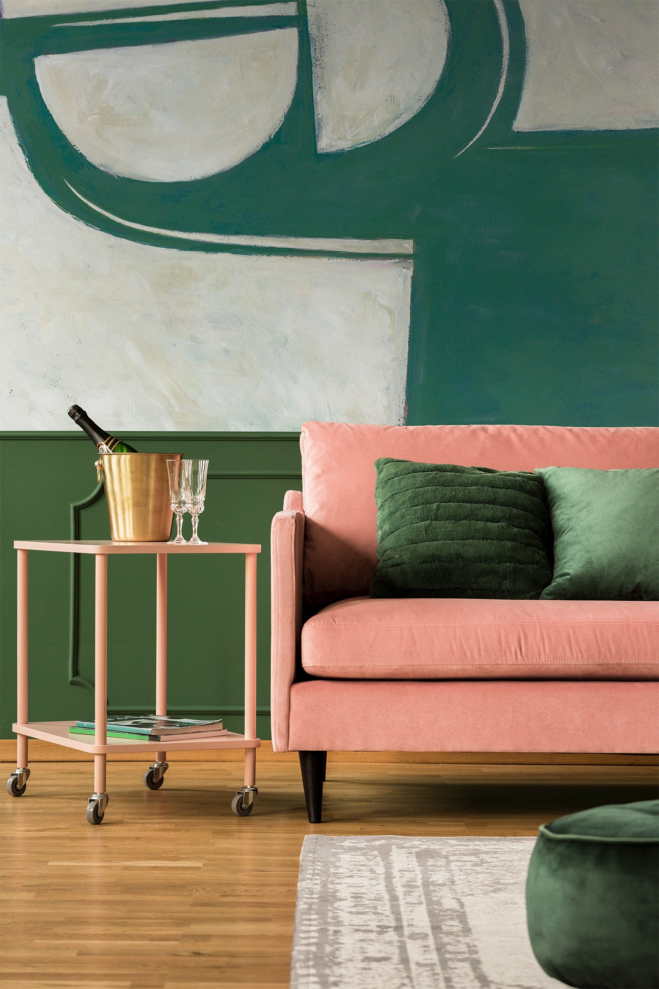 Abstract Geometry Emerald Mural