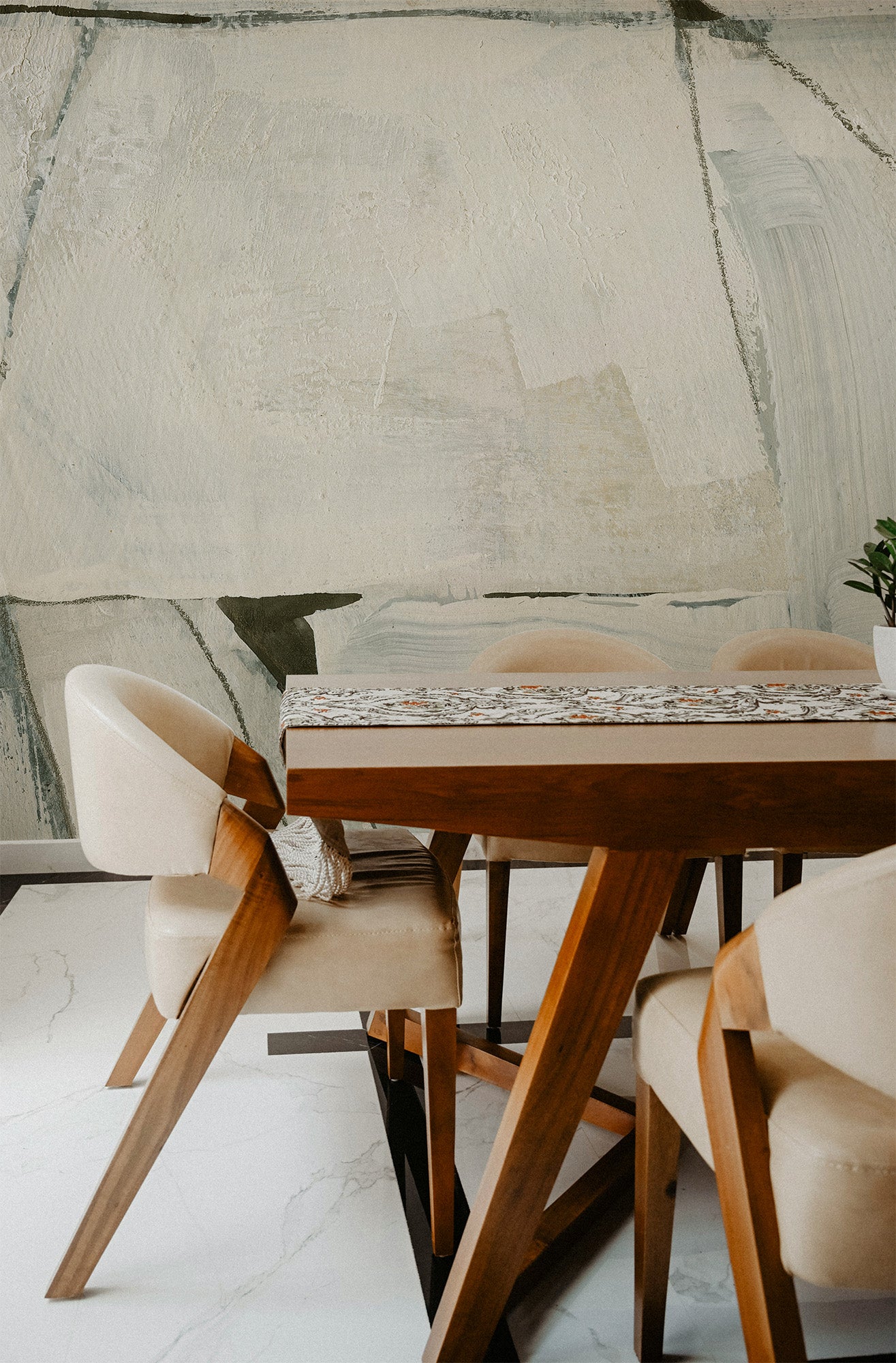 Abstract Layers Cream Mural