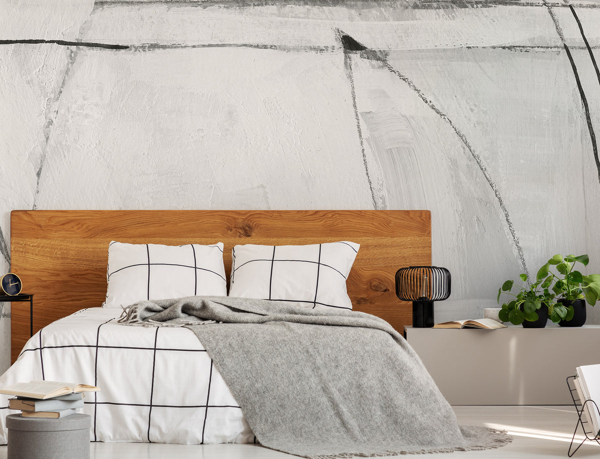 Abstract Layers White Mural