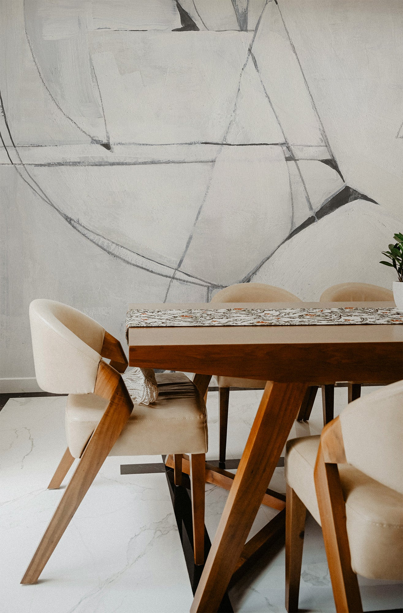 Abstract Prism White Mural