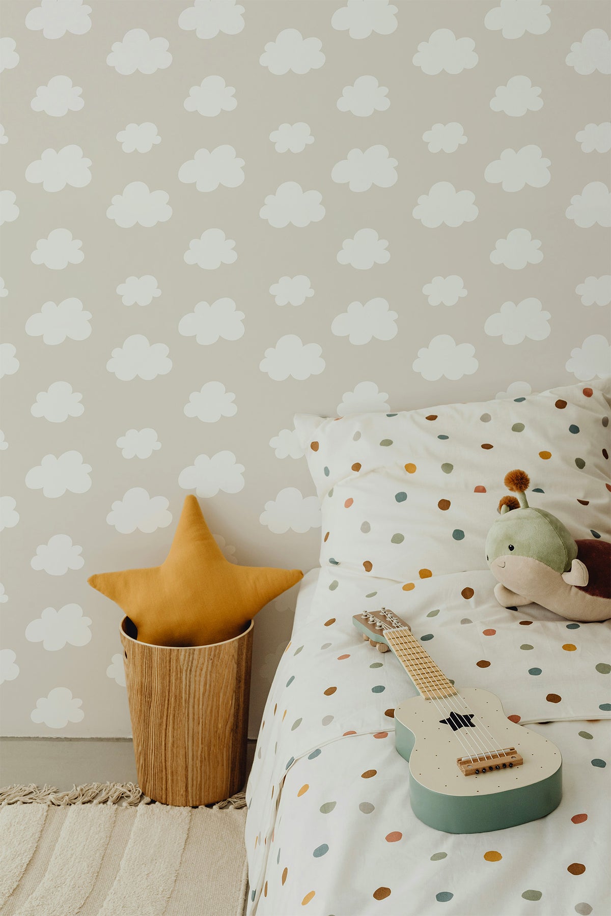 Pattern Beige Cartoon Wallpaper murals & patterns on demand – Cartoon Clouds | Beige