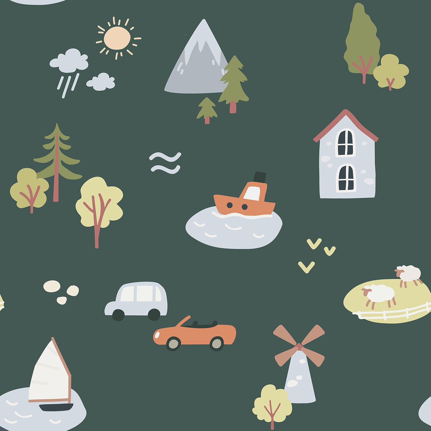 Countryside Childhood Dark Green