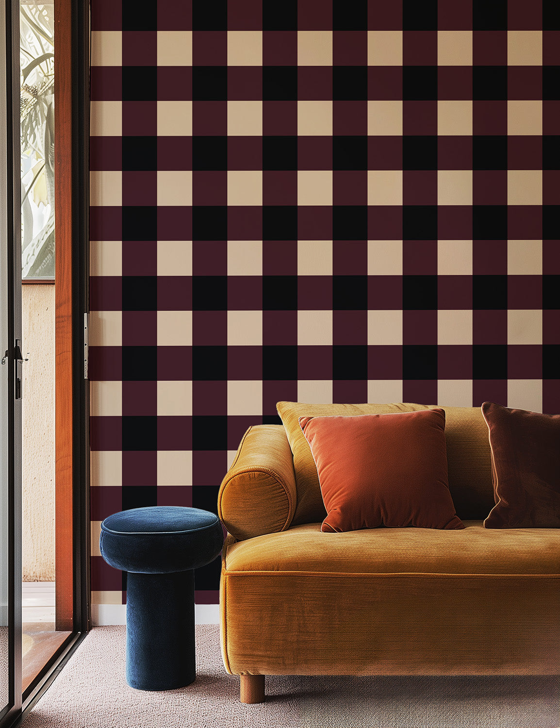 Grand Check | Tricolore Burgundy Black