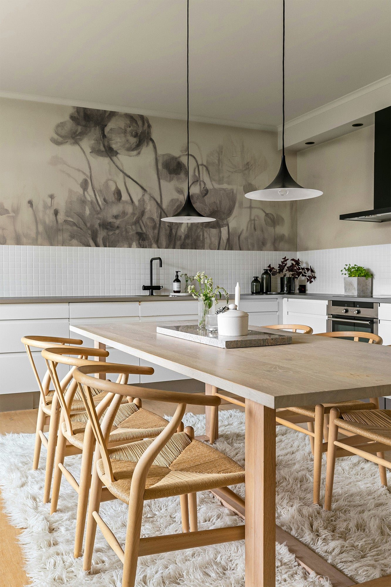 Monochromatic Poppies Mural