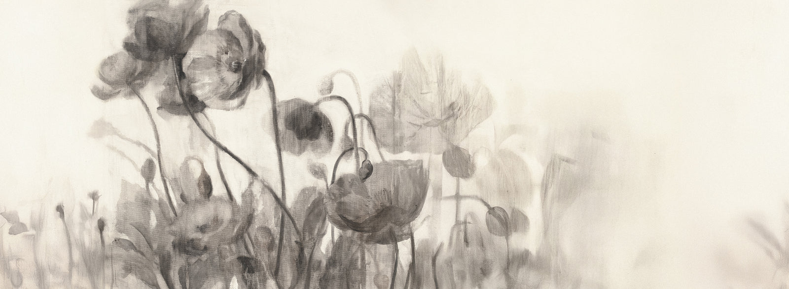 Monochromatic Poppies Mural