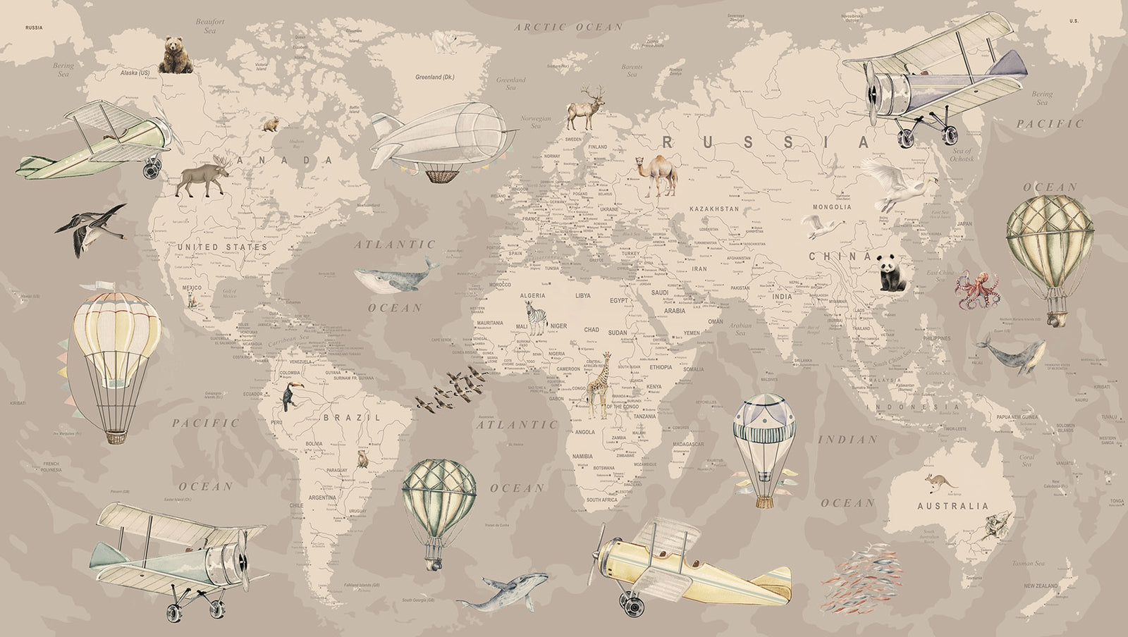 Explorer World Map | Beige