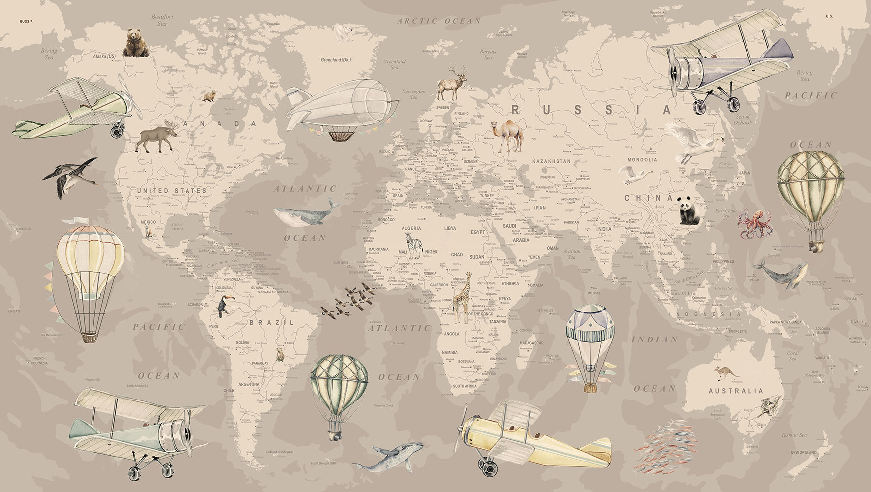 Explorer World Map | Beige
