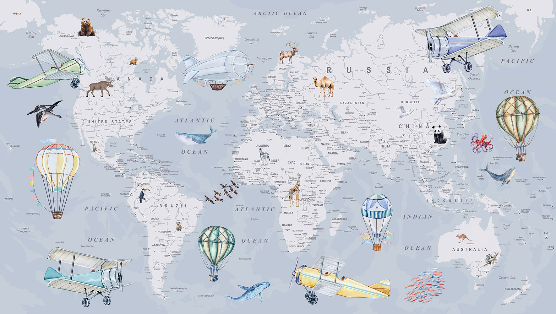 Explorer World Map | Blue