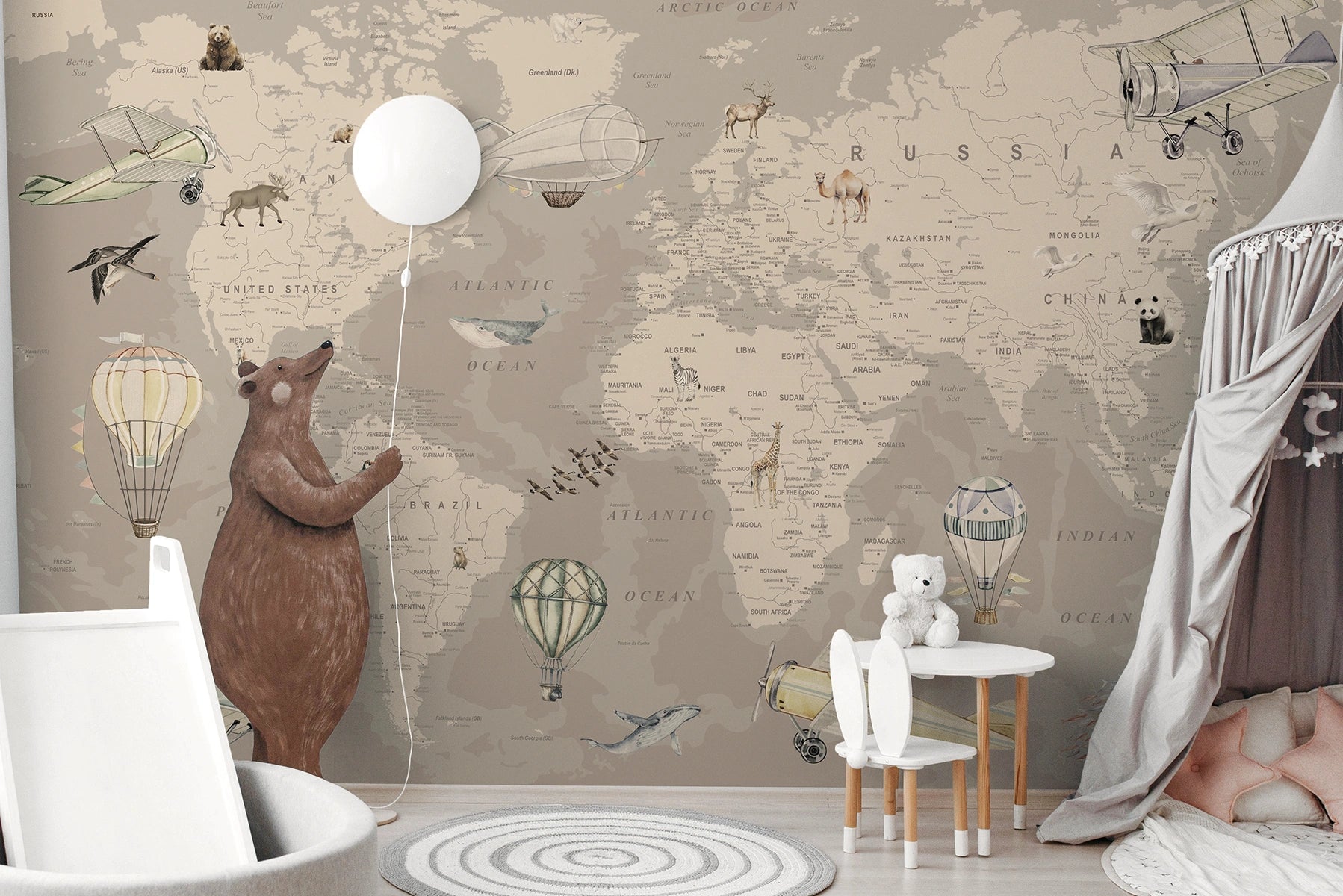 Explorer World Map | Beige