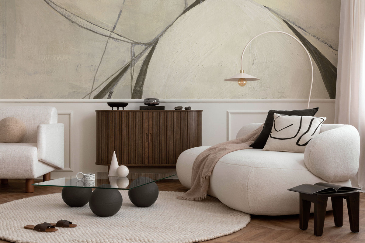 Abstract Prism Cream Mural