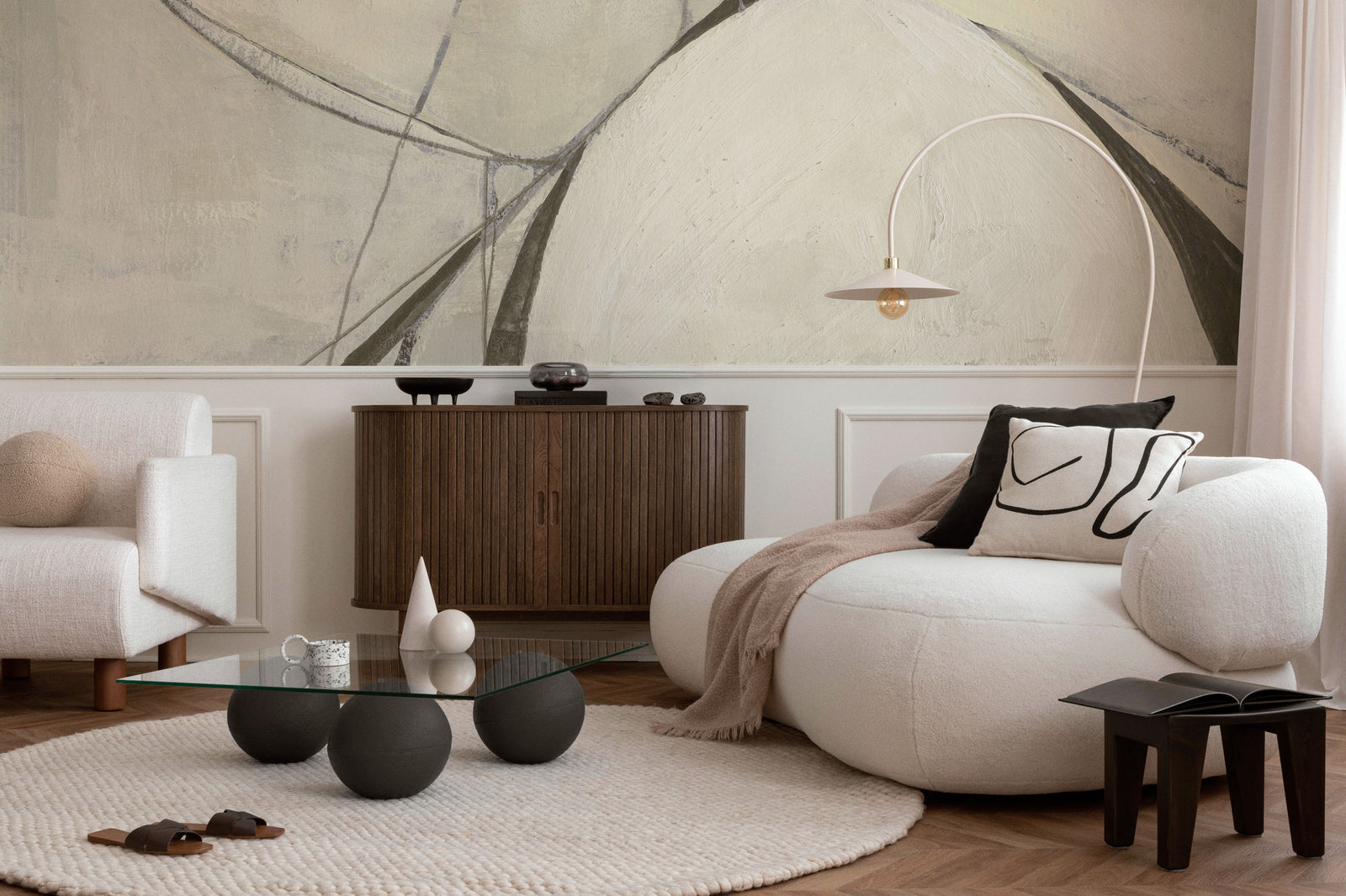 Abstract Prism Cream Mural