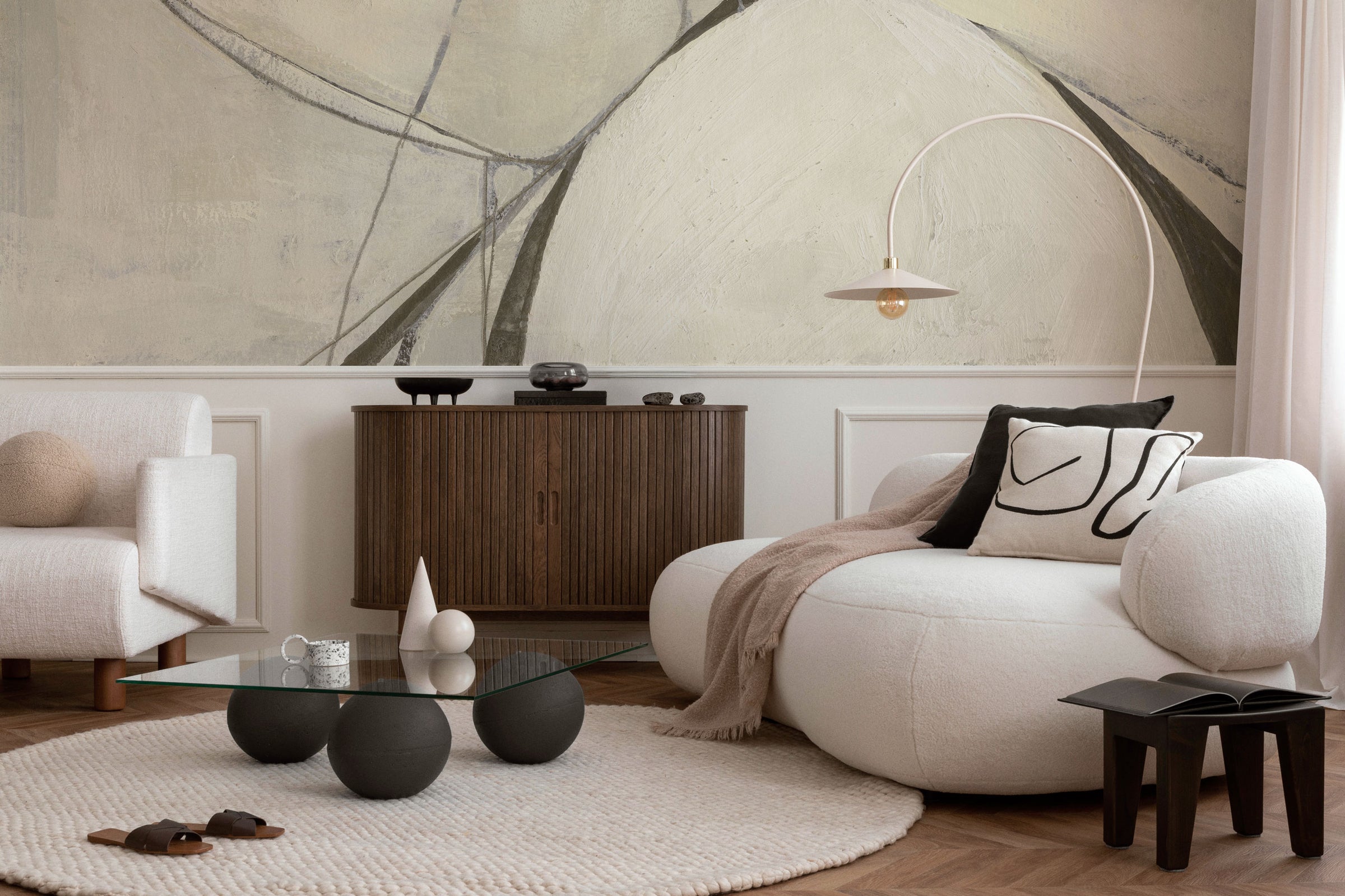 Abstract Prism Cream Mural