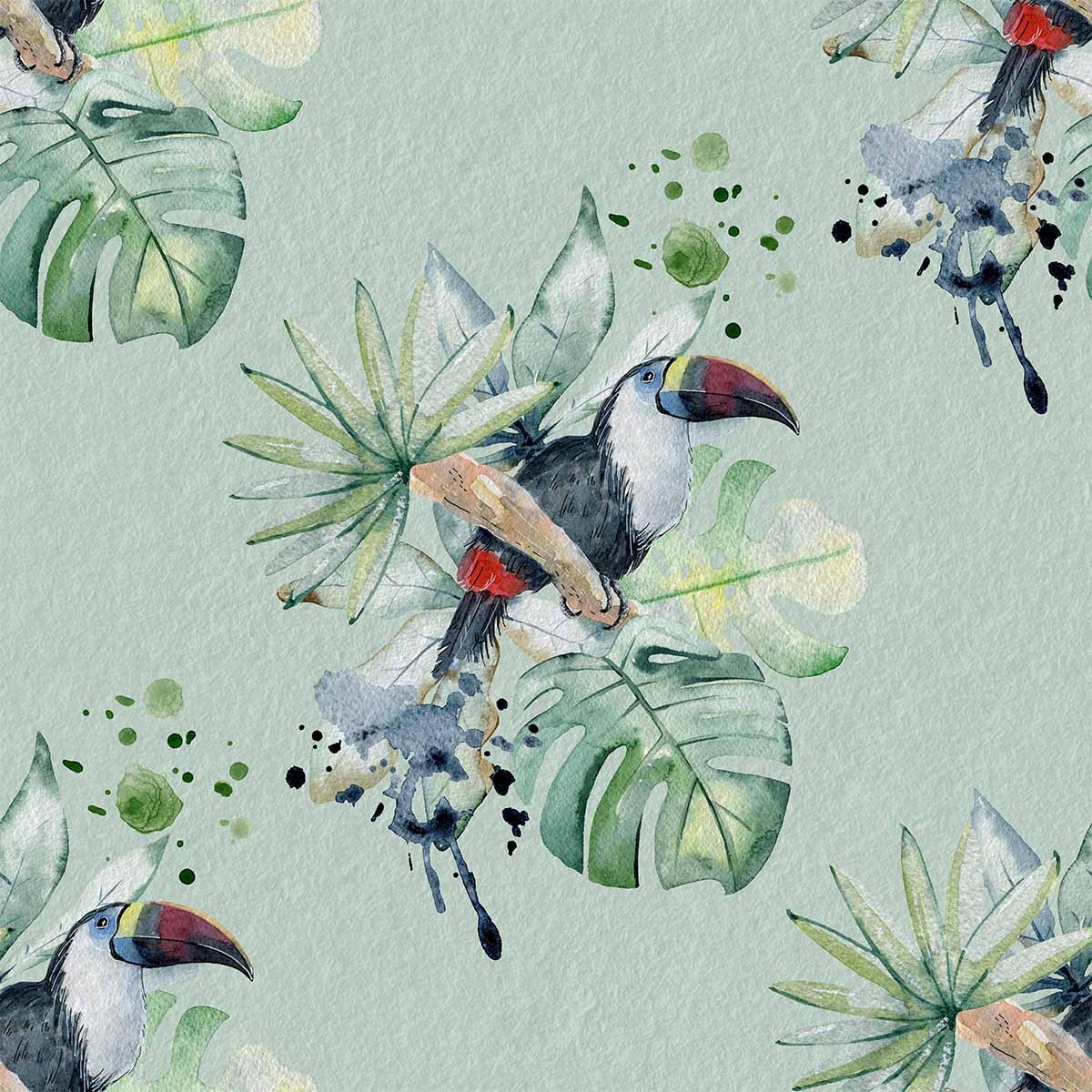 Watercolor Tropical Bird | Eucalyptus