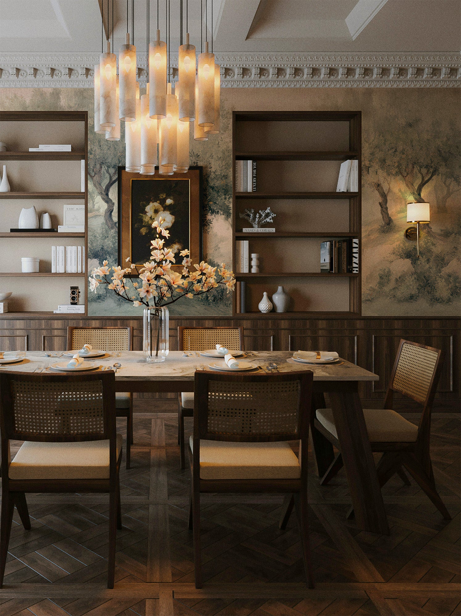 Olive Grove and Mist Path Mural