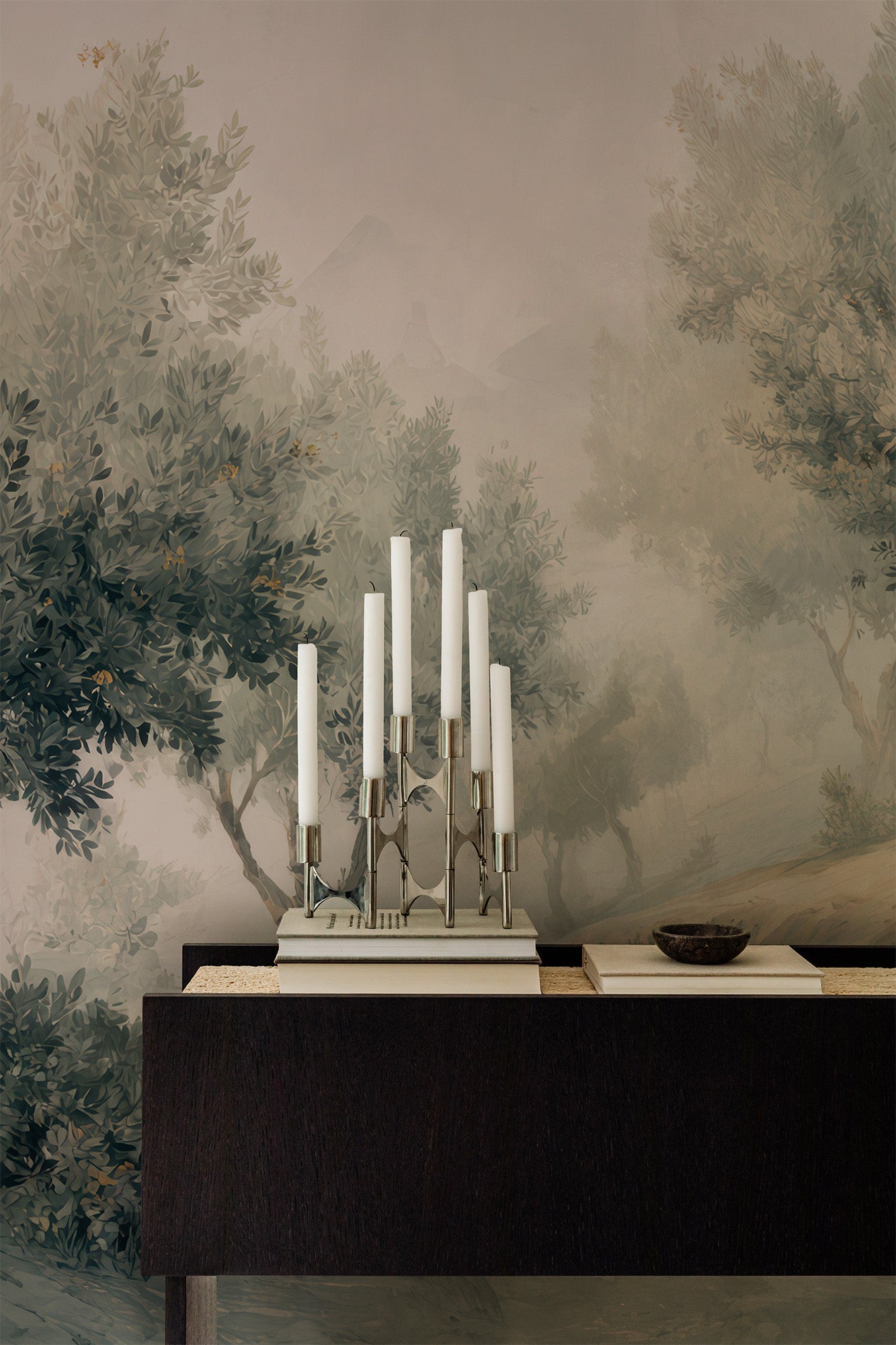 Olive Grove and Mist Path Mural