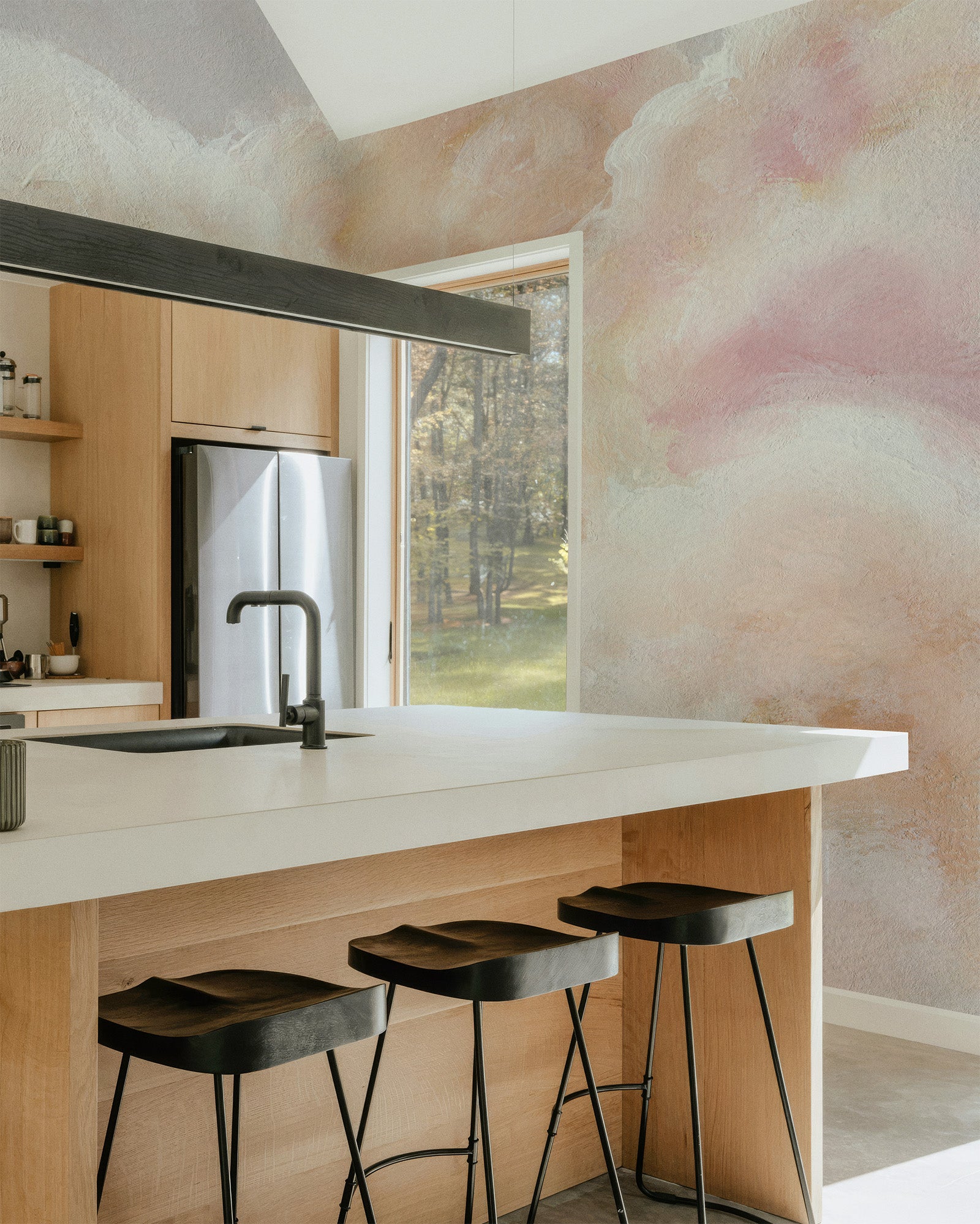 Pastel Clouds Apricot Rose Mural