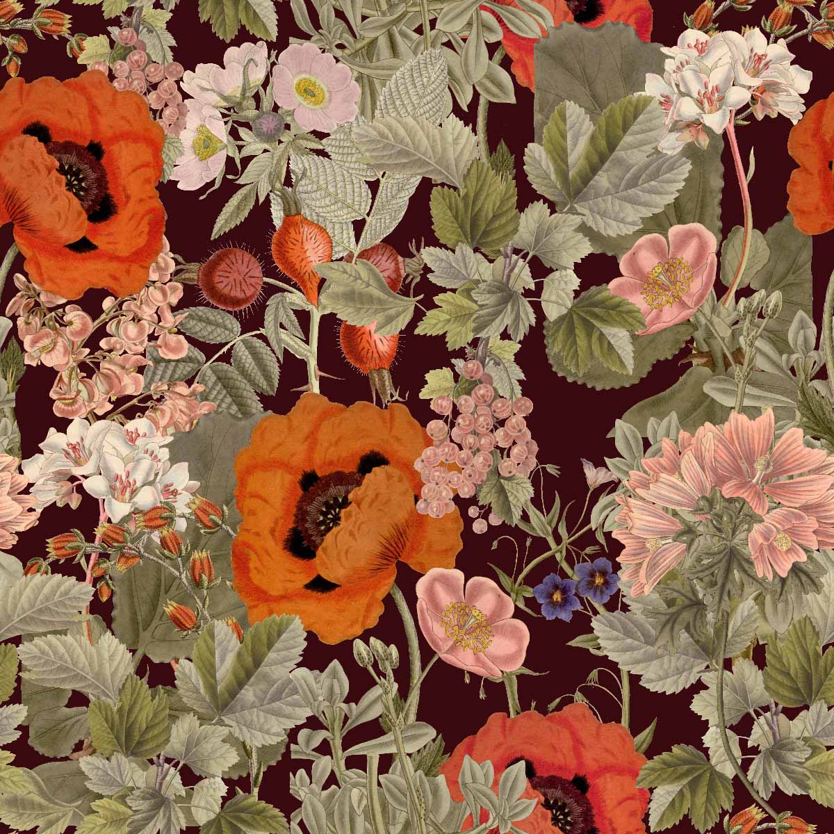 Poppy Garden | Burgundy