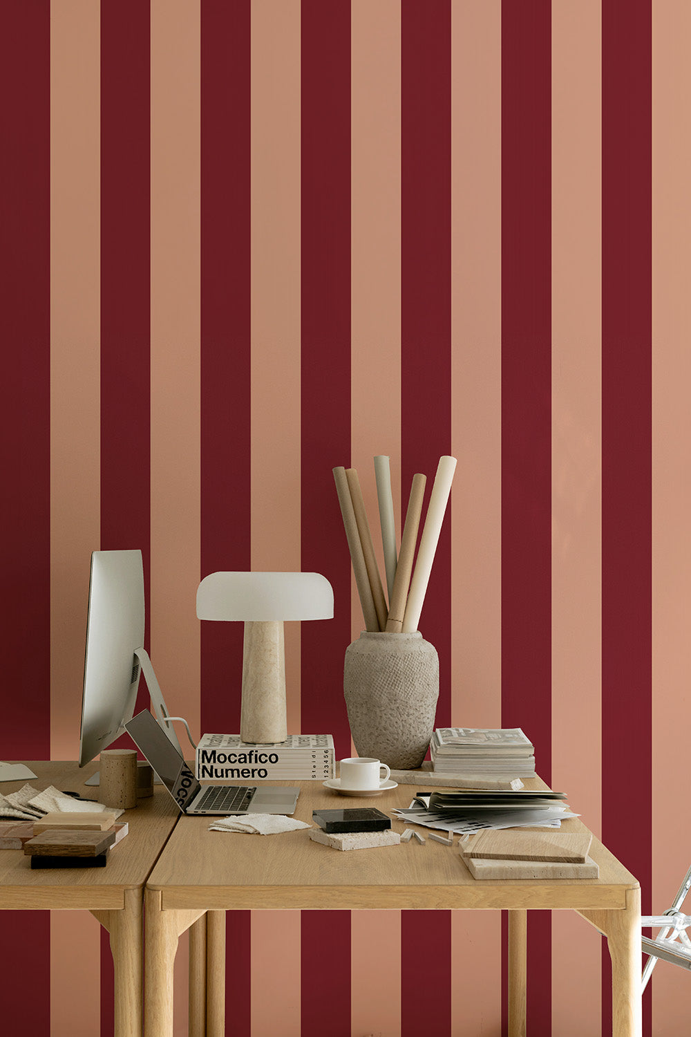 Symmetrical Stripes | Berry Ochre