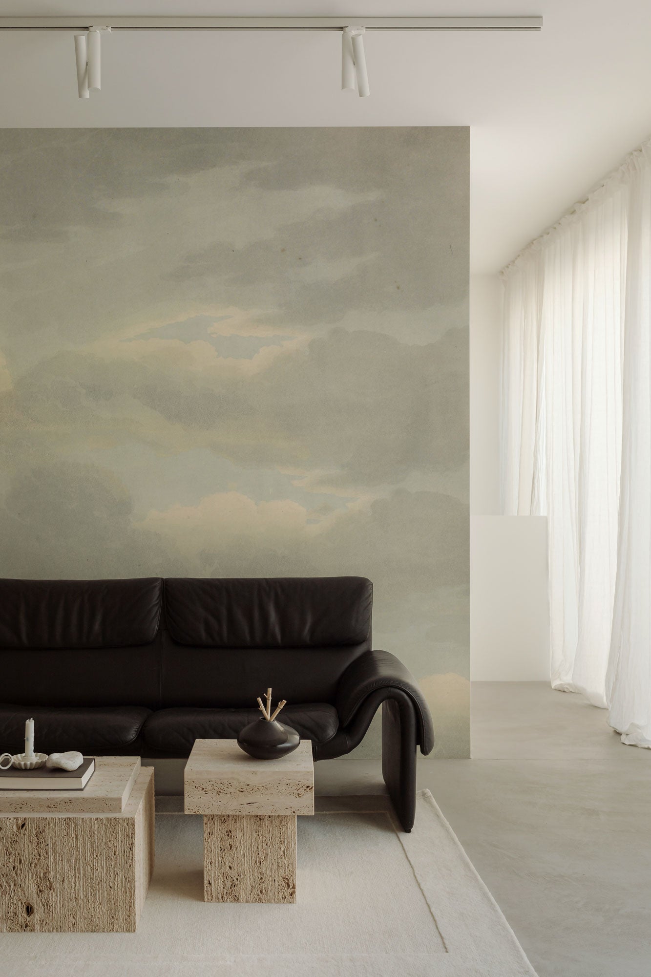 Vintage Skies Bluegrey Mural