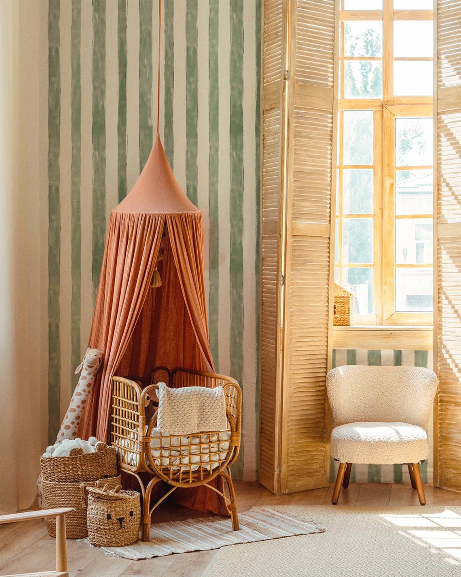 Watercolor Stripes Green Pattern