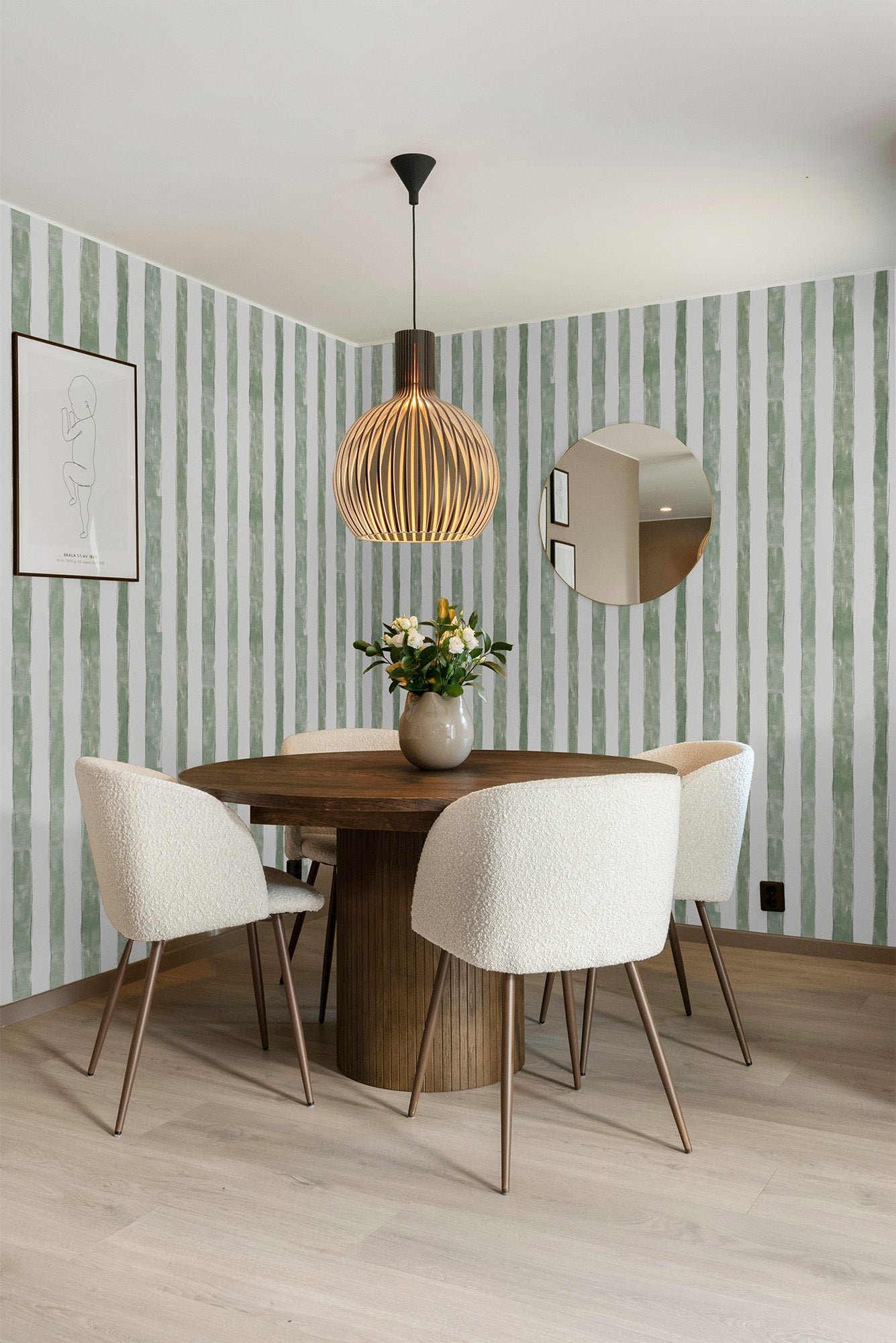 Watercolor Stripes Green Pattern