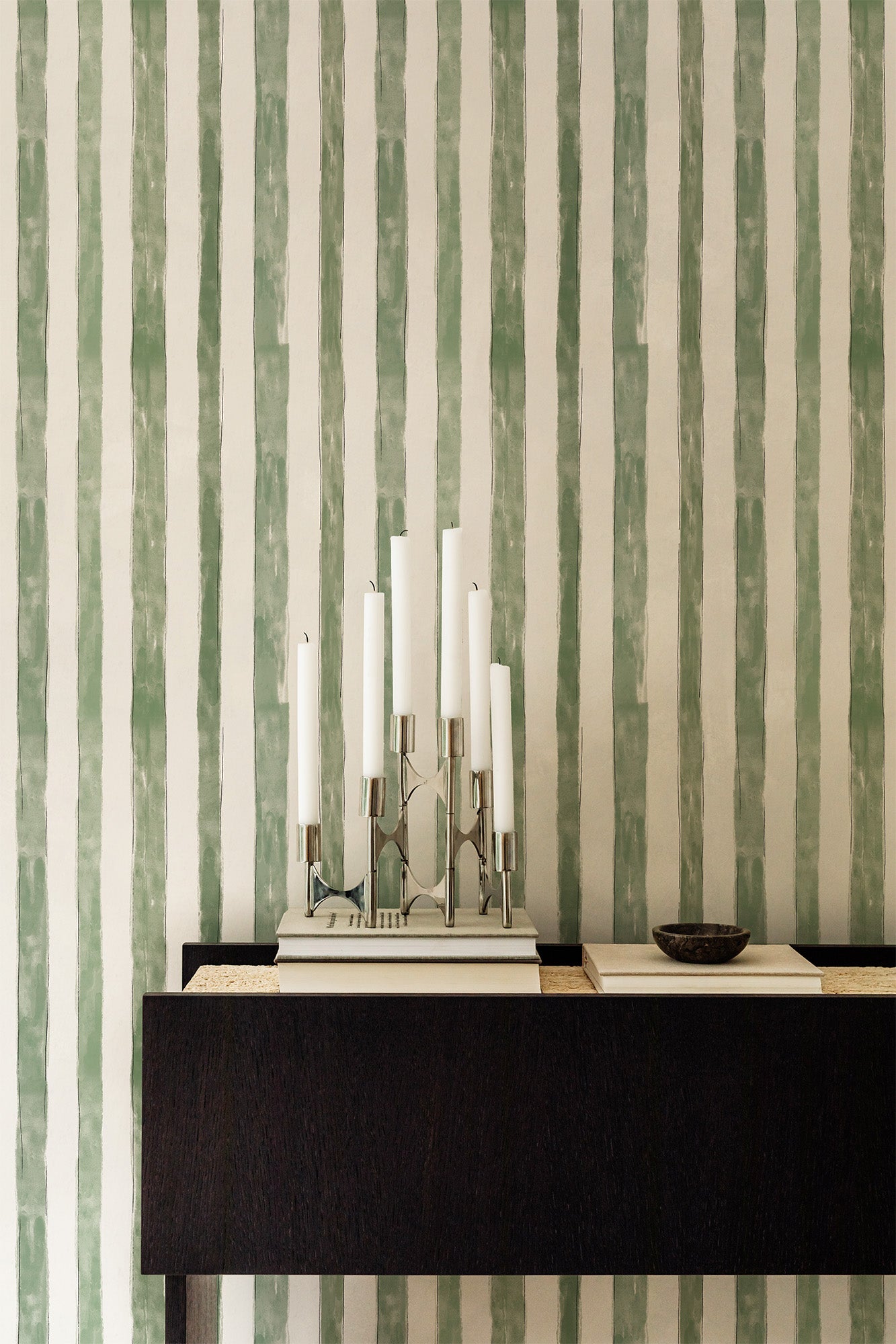 Watercolor Stripes Green Pattern
