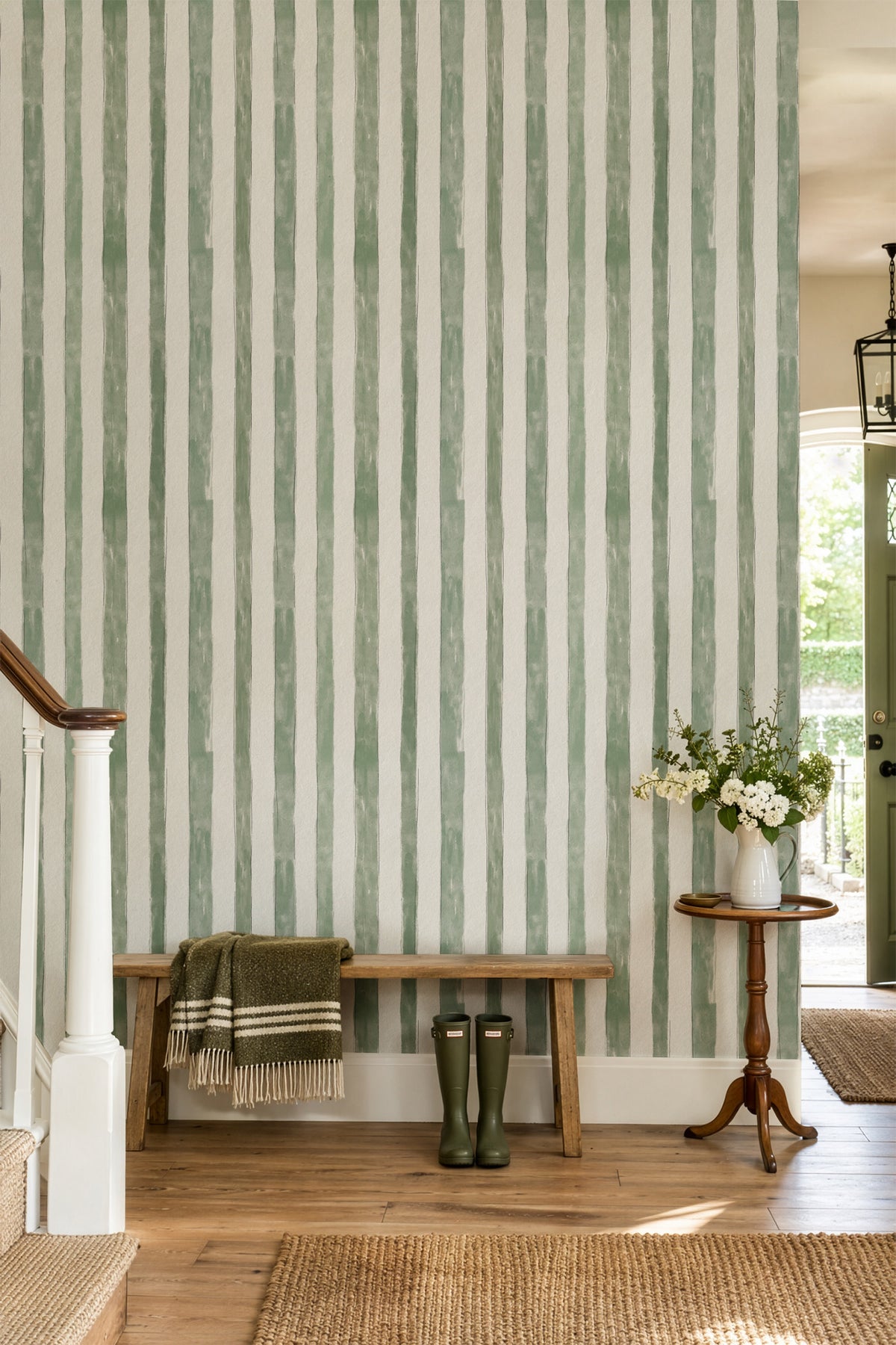 Watercolor Stripes | Green