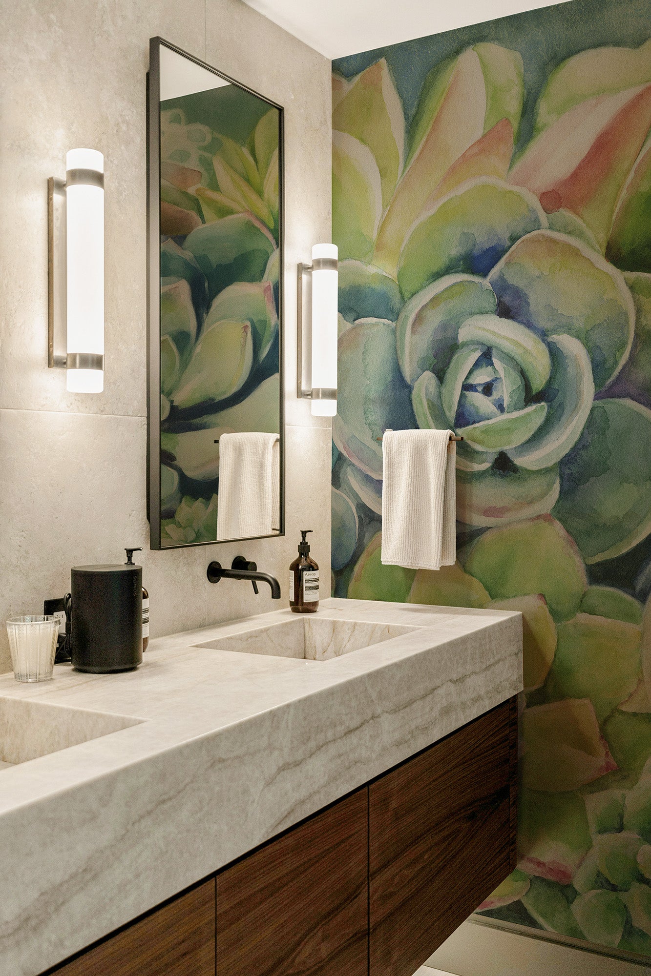 Watercolor Succulents Mural