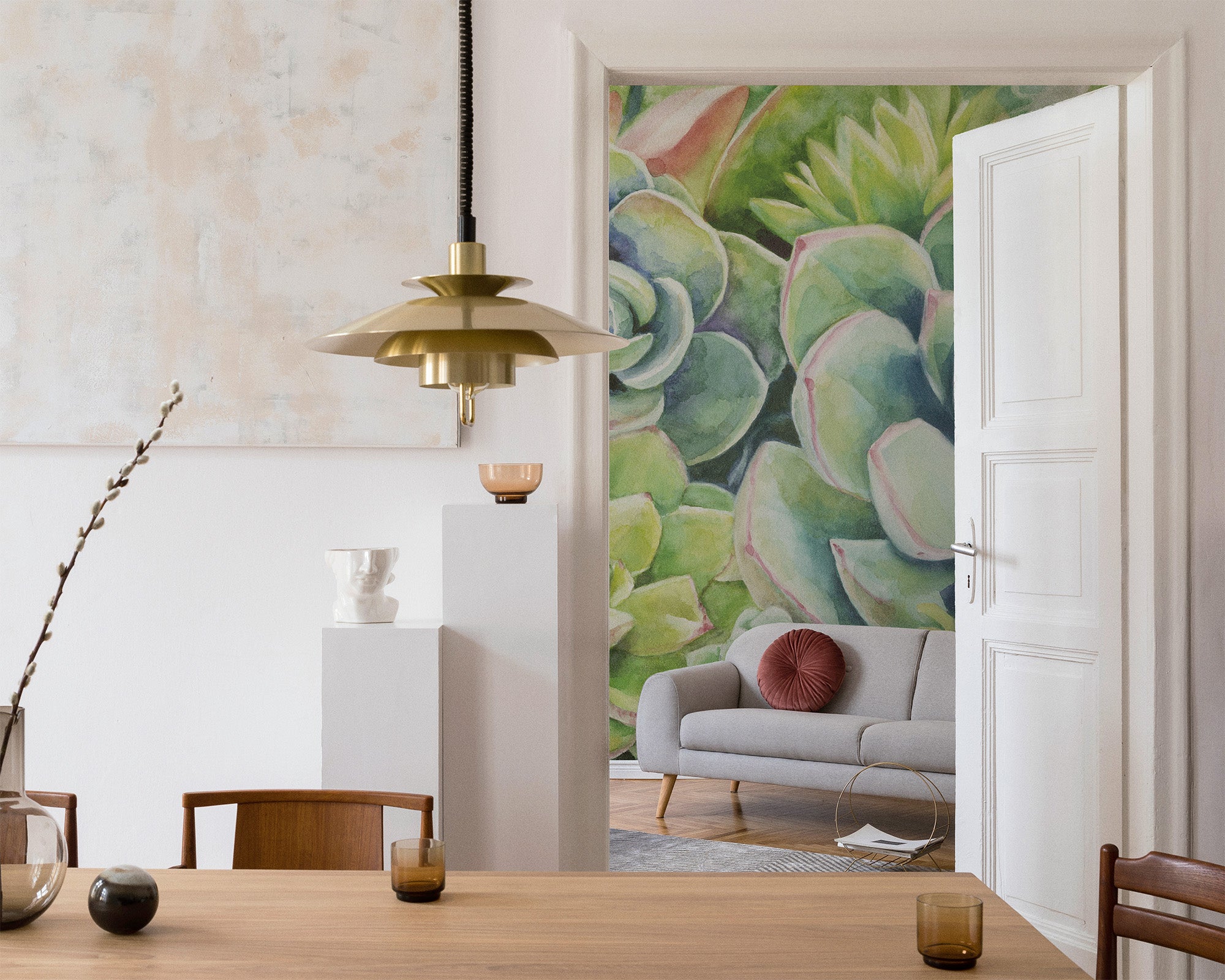 Watercolor Succulents Mural