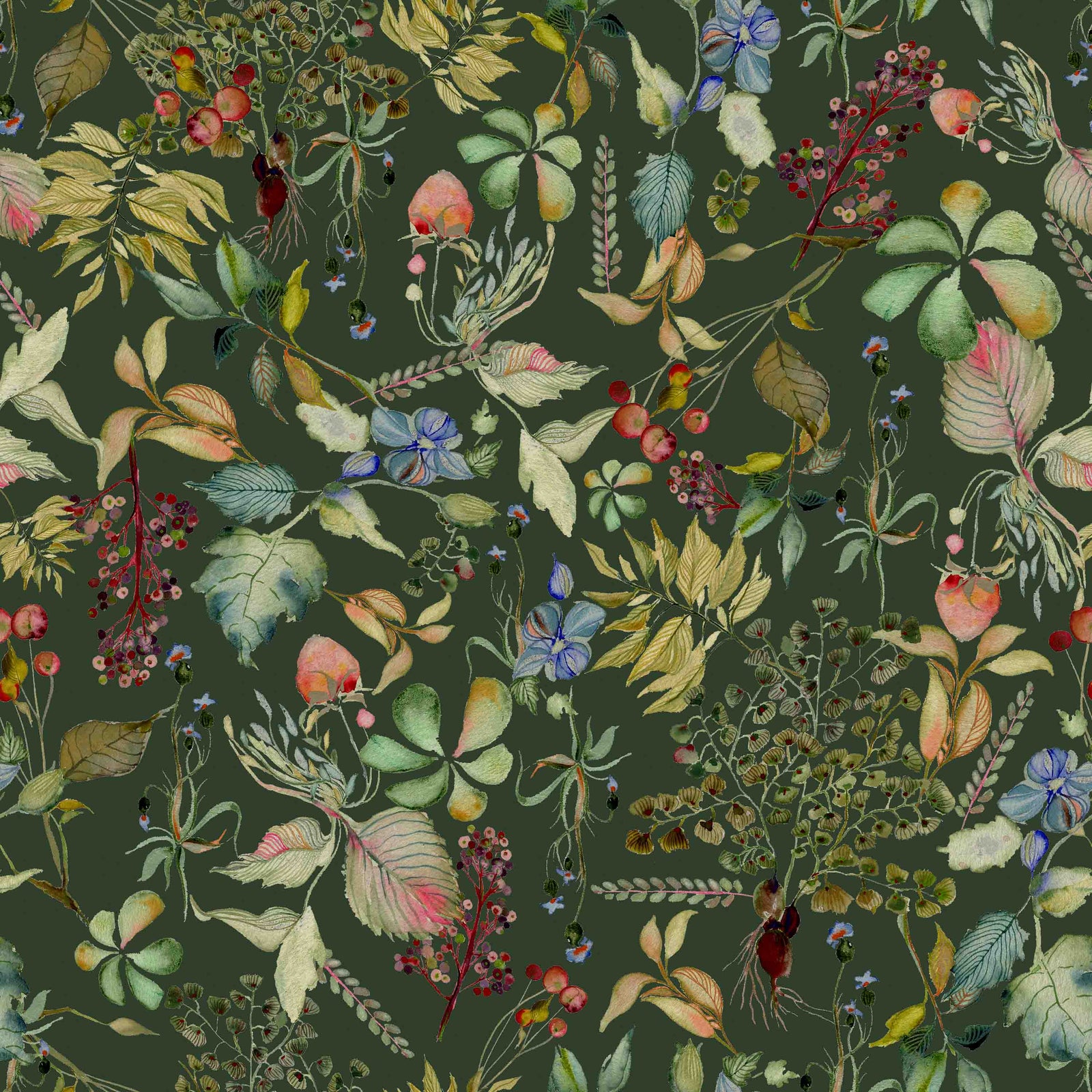 Watercolor Flora | Army Green