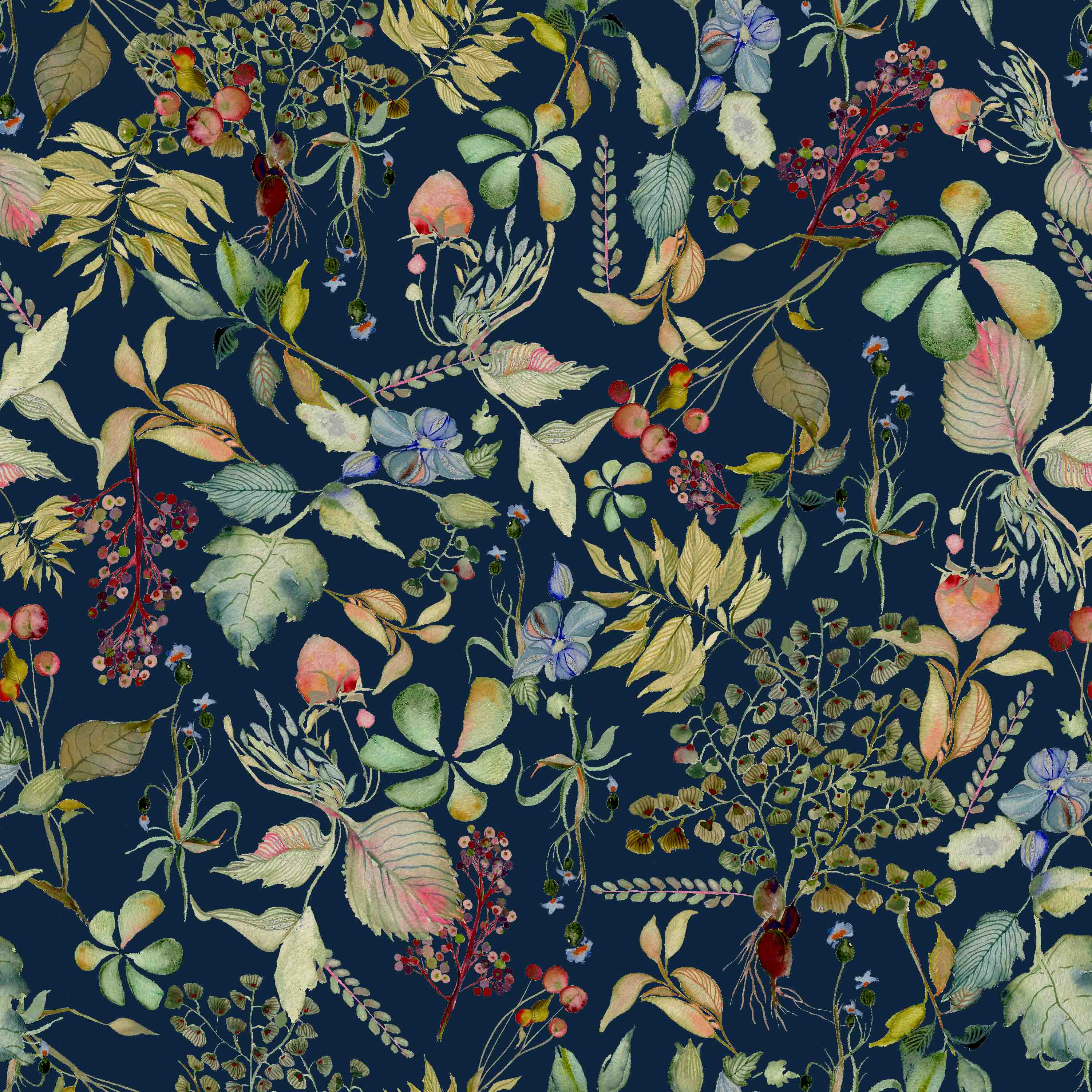Watercolor Flora | Navy Blue