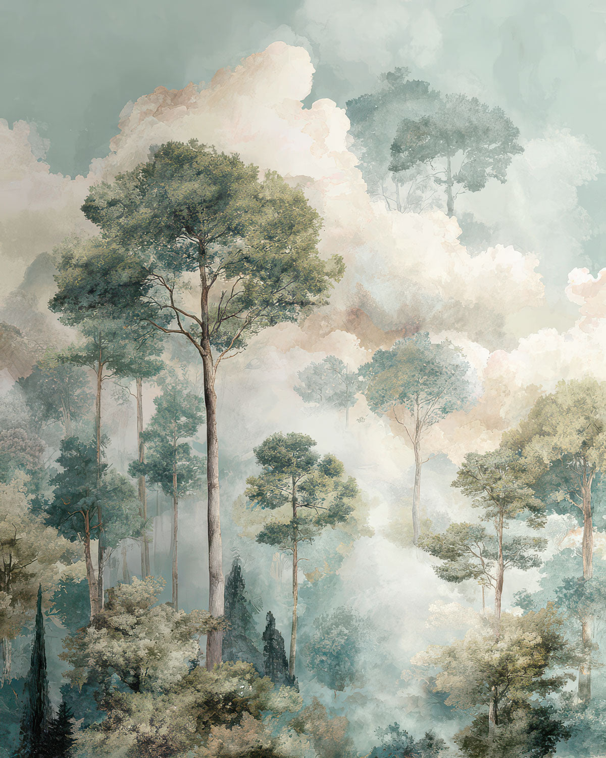 Watercolor Forest Mural