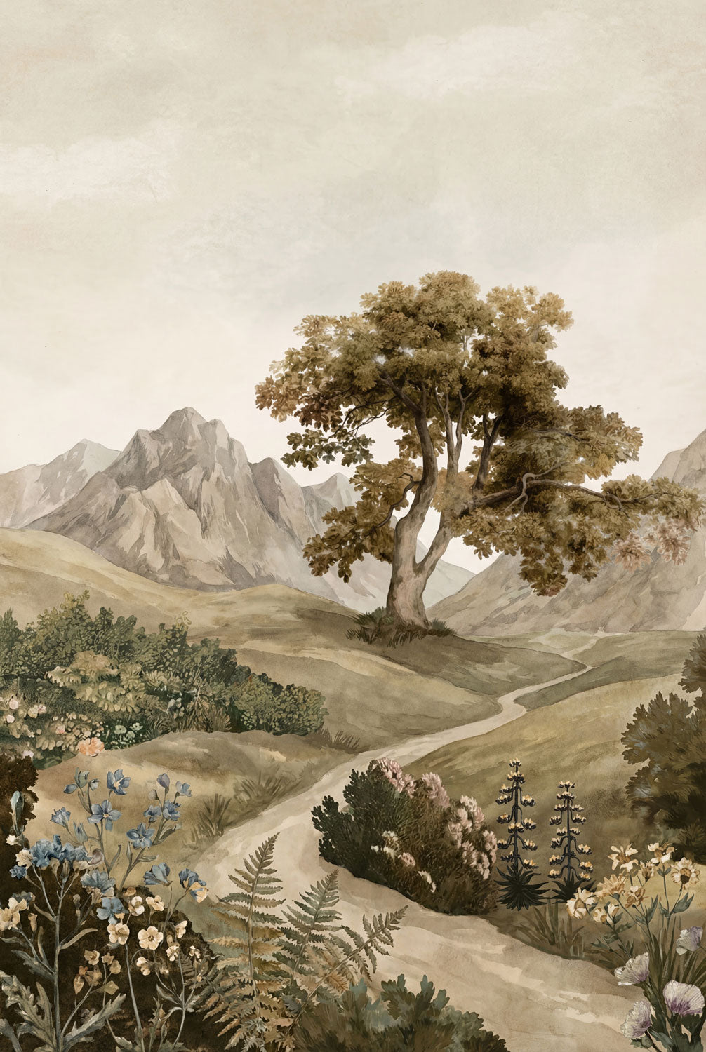 Watercolor Mountain Mural