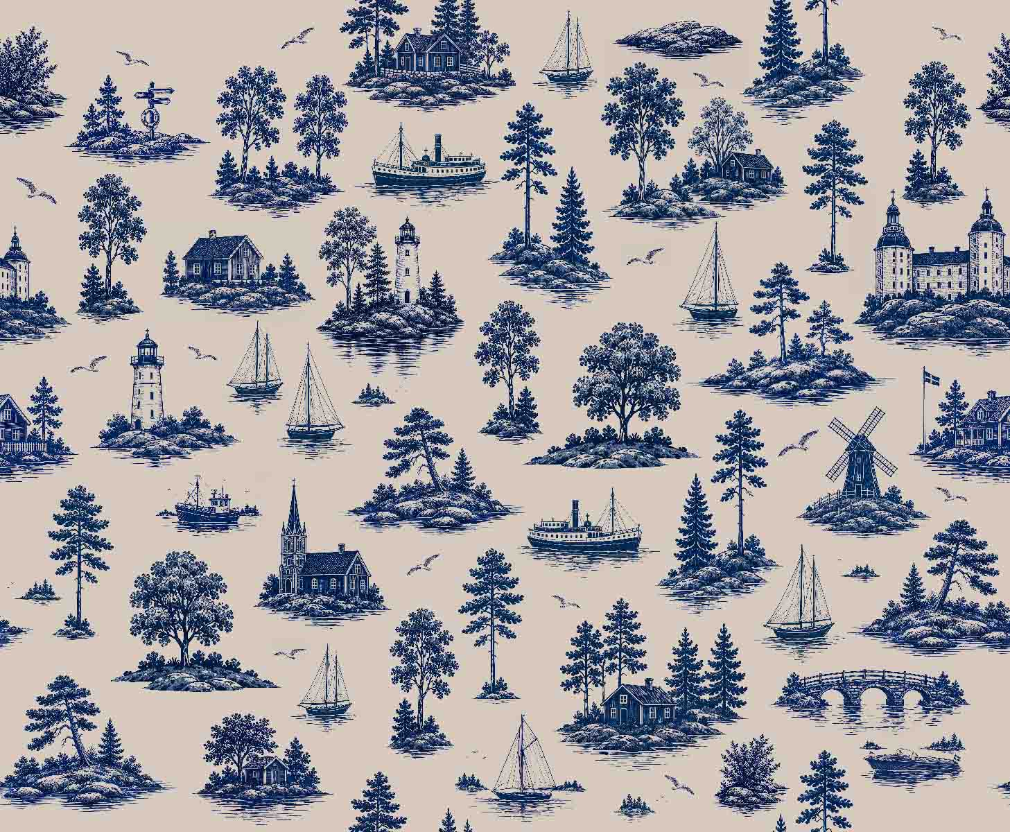 Nordic Coastal Toile | Blue