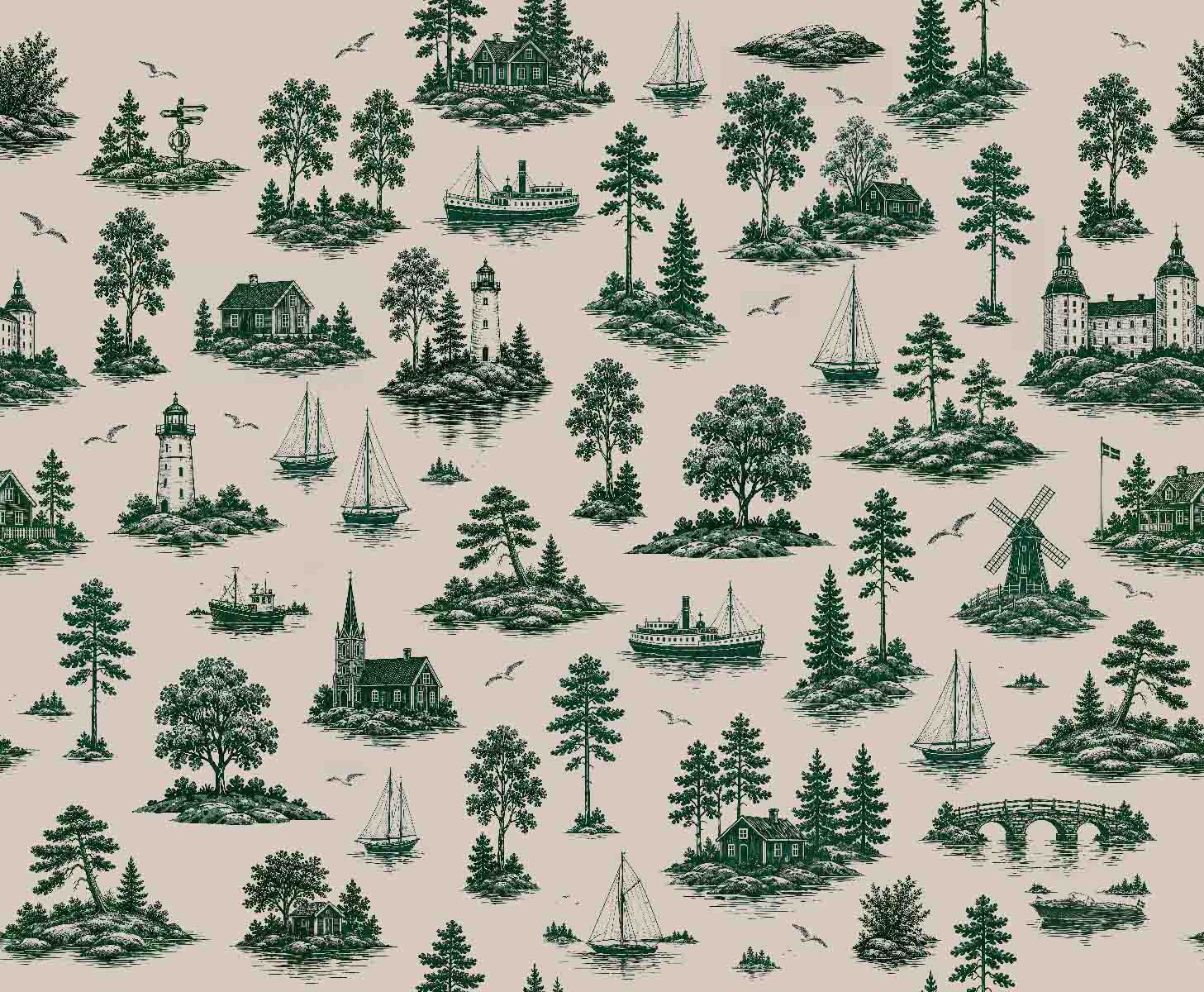 Nordic Coastal Toile | Green